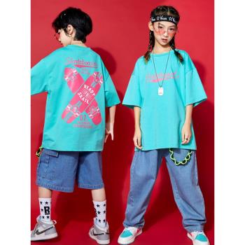 兒童街舞潮服男童hiphop嘻哈表演服套裝女童走秀潮牌帥氣演出服裝