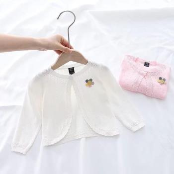 嬰兒空調衫女童針織開衫薄款新生寶寶開衫夏季公主洋氣小外套棉