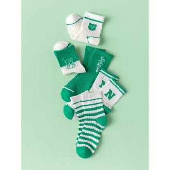 男童襪子夏季網眼薄款透氣綠色卡絲小熊中筒襪女寶寶韓版潮襪INS