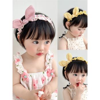 韓國兒童發箍寶寶蝴蝶結碎花兔耳朵發卡女童可愛小女孩頭箍發飾品
