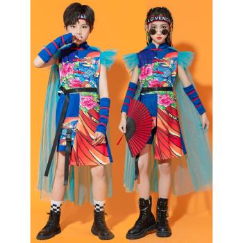 六一兒童中國風女孩模特走秀演出服少兒國潮古典漢服男童表演服裝