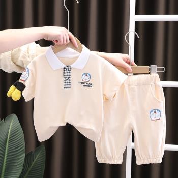 嬰童裝男童夏裝套裝男寶寶帥氣衣服2023新款兒童夏季短袖兩件套潮