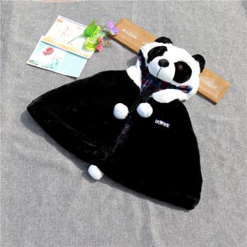 四川成都旅游景區熊貓衣服帶帽坎肩披風披肩兒童女生保暖毛絨斗篷