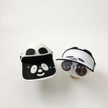 熊貓遮陽空頂帽夏季防紫外線眼鏡