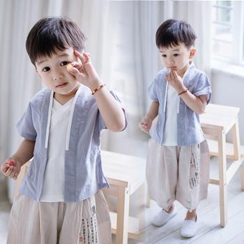 男童漢服夏中國風童裝唐裝古裝超仙男寶寶原創少爺服薄款兒童套裝