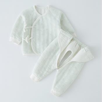 新生兒嬰兒衣服分體套裝男寶寶春秋夾棉保暖初生o一3個月純棉冬季