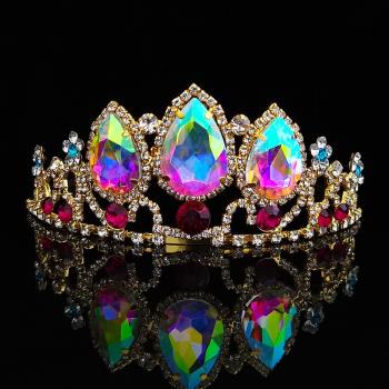 兒童公主寶石水晶發夾發飾皇冠