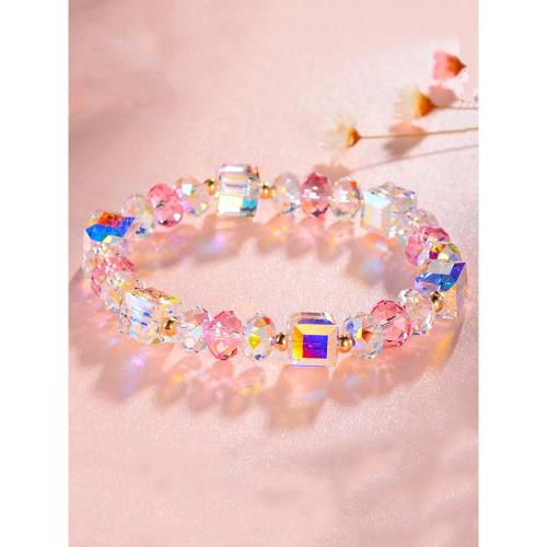 兒童手鏈女童寶石公主水晶手串女孩手環女款彩虹首飾小孩手鐲飾品