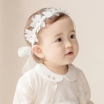 小公主百日照周歲嬰兒護鹵門發帶