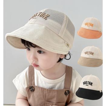 寶寶帽子夏季大帽檐漁夫帽網眼遮陽鴨舌帽防曬棒球帽嬰兒男女童薄
