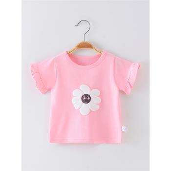 女童純棉短袖T恤寶寶夏季半袖上衣1-2-3歲中小兒童打底衫夏裝新款