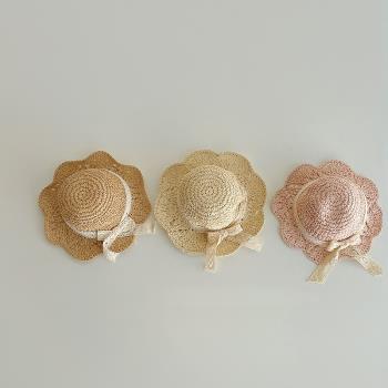 草帽韓系夏日蕾絲海邊防曬遮陽帽