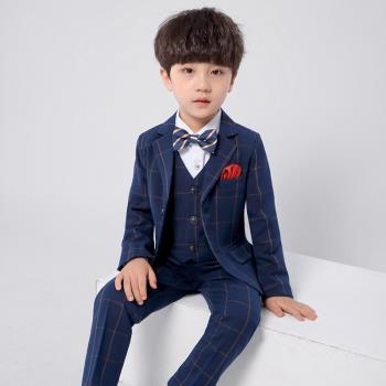 兒童韓版藍格西裝套裝