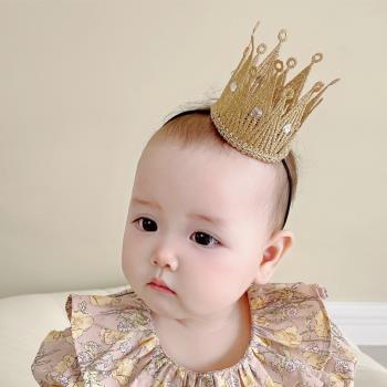 生日金色周歲百天女寶寶公主皇冠