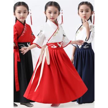 兒童漢服夏季薄款中國風短袖古裝