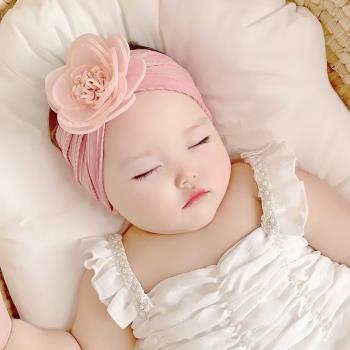 韓版嬰兒發帶春夏女寶寶公主頭飾新生兒護囟門頭花嬰幼兒滿月發飾