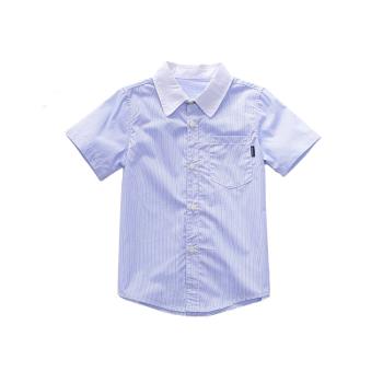 藍色條紋短袖男孩演出學院襯衫