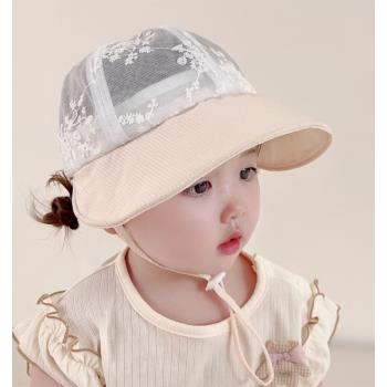 男女童蕾絲透氣防曬遮陽嬰兒帽子