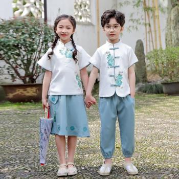 古風兒童演出服裝小學生漢服中國風民國夏裝幼兒園男女幼兒園表演