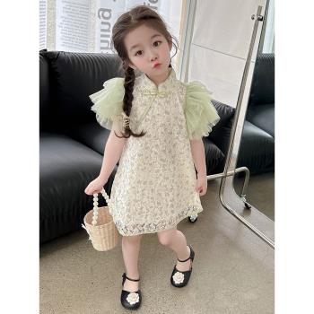 蓬蓬夏季中國風公主裙女童旗袍