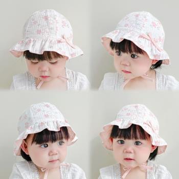 春夏季韓版嬰兒紗布純棉透氣盆帽
