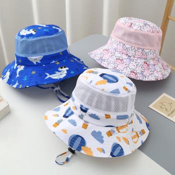 兒童防曬帽防紫外線遮陽帽寶寶太陽帽男童帽子女童夏季薄款漁夫帽