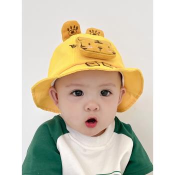 嬰兒帽子春秋薄款小老虎漁夫帽可愛超萌春夏純棉男童女寶寶遮陽帽
