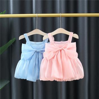 女童夏季吊帶連衣裙新款嬰兒0一3歲小寶寶夏裝暮云紗兒童裝公主裙