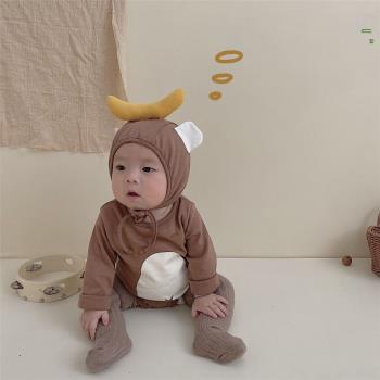 可愛韓國男女寶寶猴子香蕉哈衣