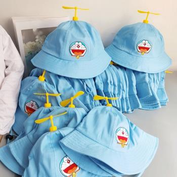 兒童漁夫帽竹蜻蜓帽子叮當卡通帽子男童女童春夏薄款防曬遮陽帽
