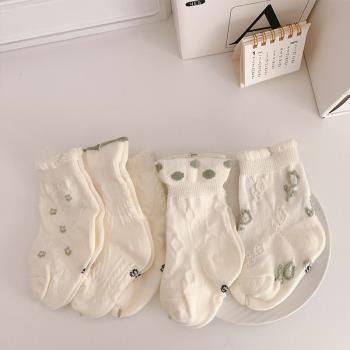 嬰兒襪子0一1歲夏季薄款網眼透氣白色新生兒ins春秋純棉女寶寶襪