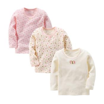 3件純棉嬰兒寶寶長袖T恤保暖秋衣