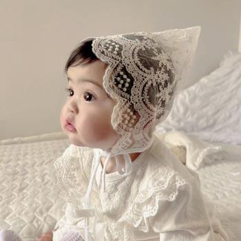ins春夏韓國蕾絲公主周歲帽子