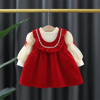 女童春裝兩件套連衣裙新款0一4歲小寶寶洋氣童裝小童套裝嬰兒裙子