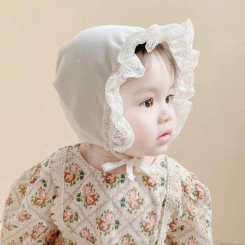 春夏季蕾絲公主百天超萌嬰兒帽子