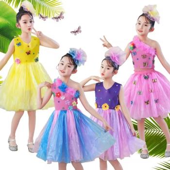 兒童環保時裝秀服裝女孩手工材料diy幼兒園塑料袋親子走秀表演服