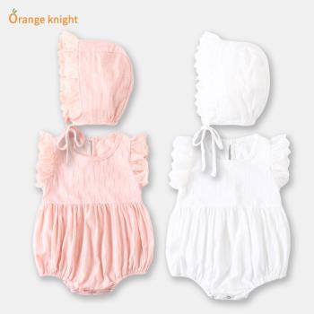 新生兒夏季鏤空純棉嬰兒連體衣