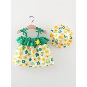 女童連衣裙夏季兒童碎花吊帶公主裙0一1-3歲嬰兒寶寶夏裝棉布裙子