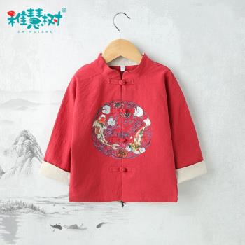 兒童春秋裝女寶寶中國風上衣漢服