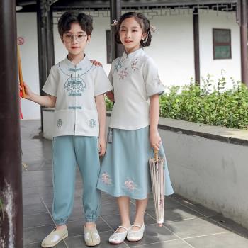 男女童兒童六一演出服漢服寶寶民國風中國風幼兒園唐裝漢服表演服