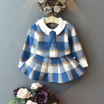 韓版針織寶寶毛衣裙兩件套童裝