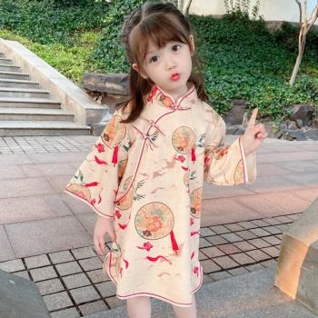 洋氣秋裝新款中式復古女童旗袍