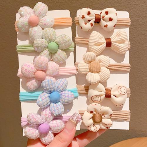 兒童頭花皮筋頭飾春天色花朵高彈力毛巾圈發繩女童丸子頭頭繩發飾