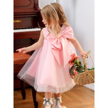粉色兒童女寶寶一周歲連衣裙禮服