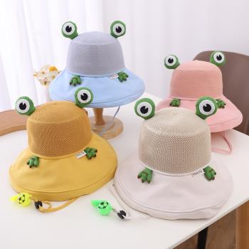 夏天青蛙大檐寶寶透氣兒童帽子