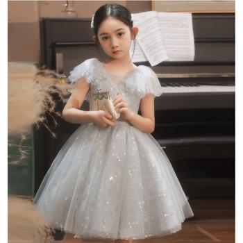 兒童公主裙新款走秀畢業演出蓬蓬裙短款寶寶鋼琴生日花童亮片禮服