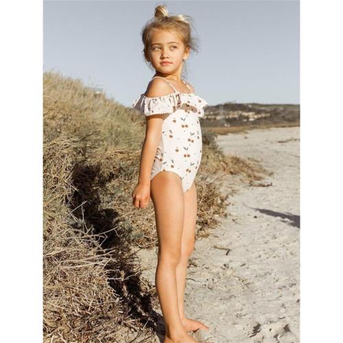 北歐女童泳衣長袖小花兒童連體防曬粉小寶寶嬰兒女孩走秀泳裝溫泉