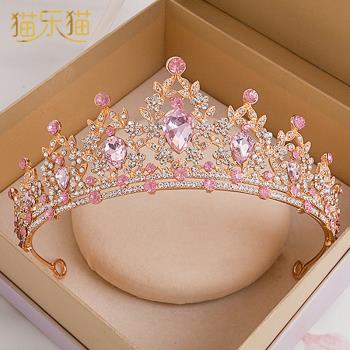 兒童公主粉色演出水晶走秀皇冠