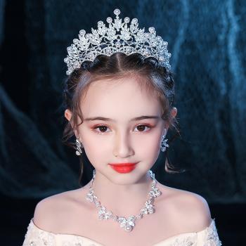 皇冠頭飾兒童發夾生日公主女童高端發飾韓版珍珠演出王冠女孩發箍