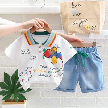 男童夏裝套裝寶寶短袖兩件套洋氣2023新款帥氣嬰兒夏季兒童衣服潮